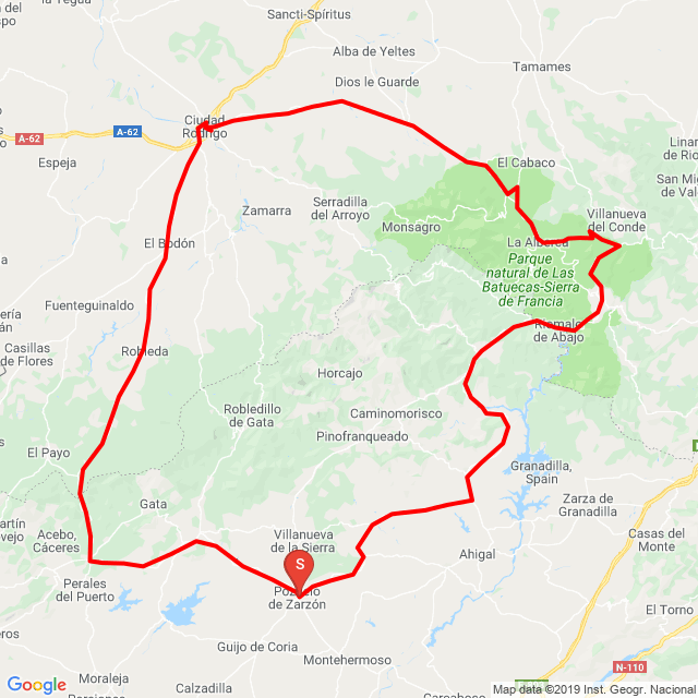Name of route: la alberca<br>Biker's name: Jesús Domínguez Martín<br>Start: 2019.07.28.<br>Distance: 219.014 km<br>Average speed: 64 km/h<br> la alberca
