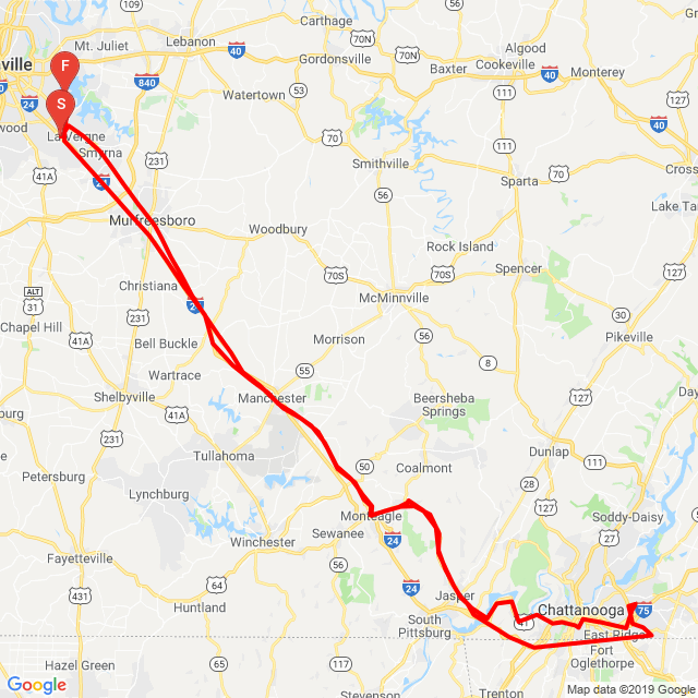Nashville to Chattanooga hwy 41
