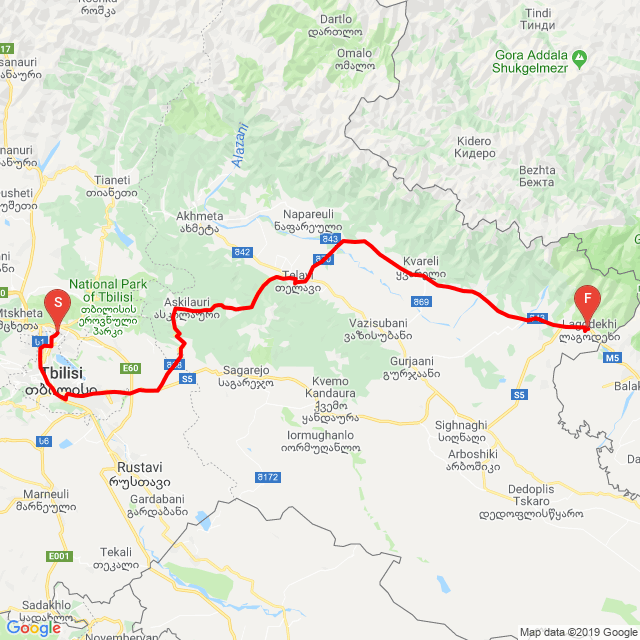 Name of route: Kakheti Trip<br>Biker's name: Jimmie Dimmick<br>Start: 2019.09.12.<br>Distance: 197.465 km<br>Average speed: 55 km/h<br> Kakheti Trip