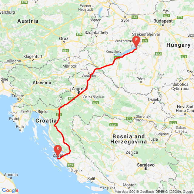Name of route: Zadar - Siófok <br>Biker's name: Mecseki Tamás<br>Start: 2019.10.21.<br>Distance: 433.086 km<br>Average speed: 97 km/h<br> Zadar - Siófok
