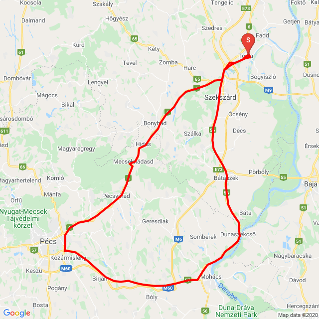 Nom du voyage: 20200426_114617<br>Motard: Eleki Gábor<br>Départ: 2020.04.26.<br>Distance: 159.227 km<br>Vitesse moyenne: 81 km/h<br> 20200426_114617