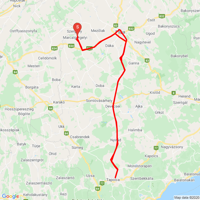 Nom du voyage: 20200426_141957<br>Motard: Berta Tibor<br>Départ: 2020.04.26.<br>Distance: 148.09 km<br>Vitesse moyenne: 96 km/h<br> 20200426_141957