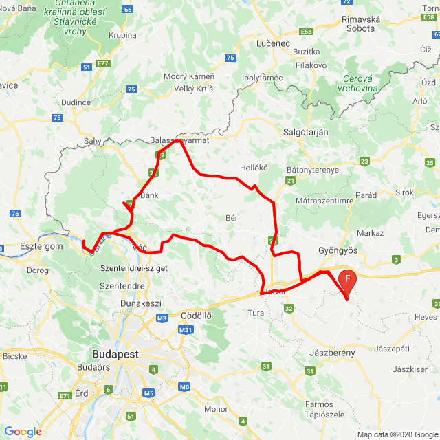 Nom du voyage: 20200426_Rétes/Nógrádi vár<br>Motard: Szabó Zoltán<br>Départ: 2020.04.26.<br>Distance: 285.786 km<br>Vitesse moyenne: 65 km/h<br> 20200426_Rétes/Nógrádi vár