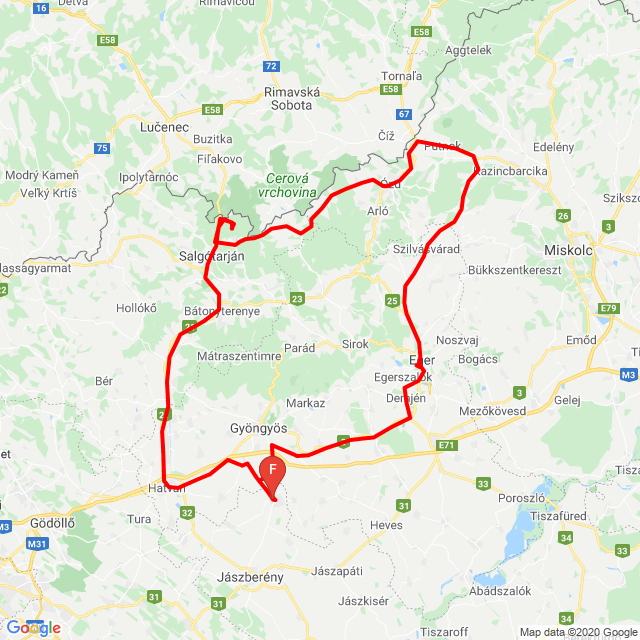 Name of route: 20200502_SalgóVár_Kazincbarcik<br>Biker's name: Szabó Zoltán<br>Start: 2020.05.02.<br>Distance: 318.222 km<br>Average speed: 64 km/h<br> 20200502_SalgóVár_Kazincbarcik