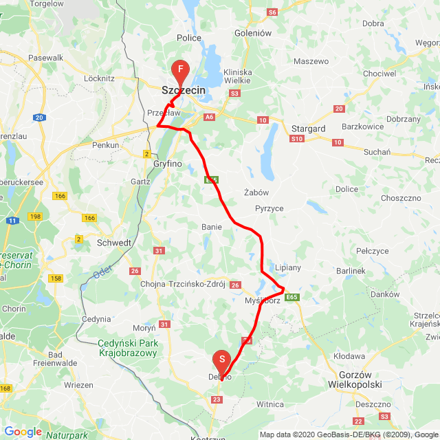 Name of route: Debno Szczecin<br>Biker's name: Joanna M. Kaczor<br>Start: 2020.05.02.<br>Distance: 107.181 km<br>Average speed: 79 km/h<br> Debno Szczecin