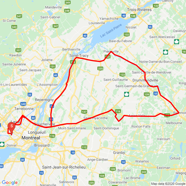 Nome della gita: Ride de Patrick <br>Motorista: Bob F<br>Partenza: 2020.05.20.<br>Distanza: 381.175 km<br>Velocità media: 70 km/h<br> Ride de Patrick