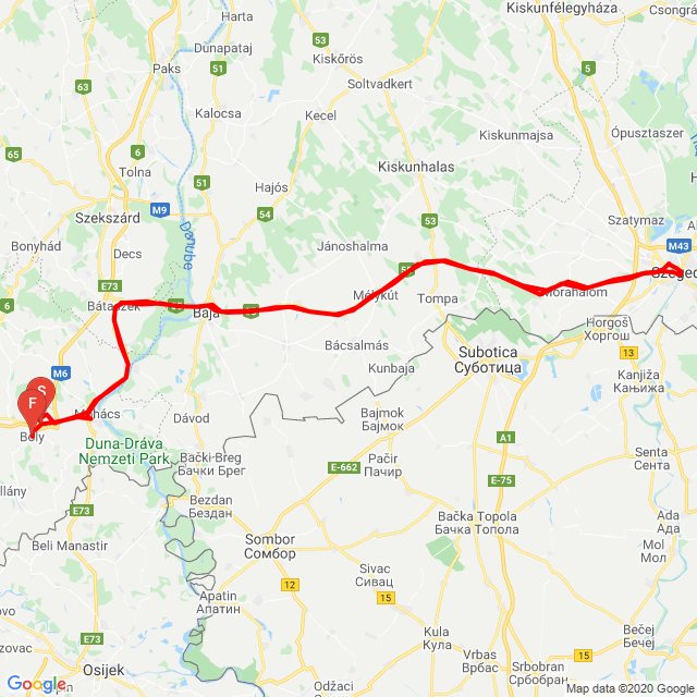 Nome della gita: Szeged Jobb mint Otthon<br>Motorista: Schnell Balint<br>Partenza: 2020.05.22.<br>Distanza: 332.039 km<br>Velocità media: 78 km/h<br> Szeged Jobb mint Otthon