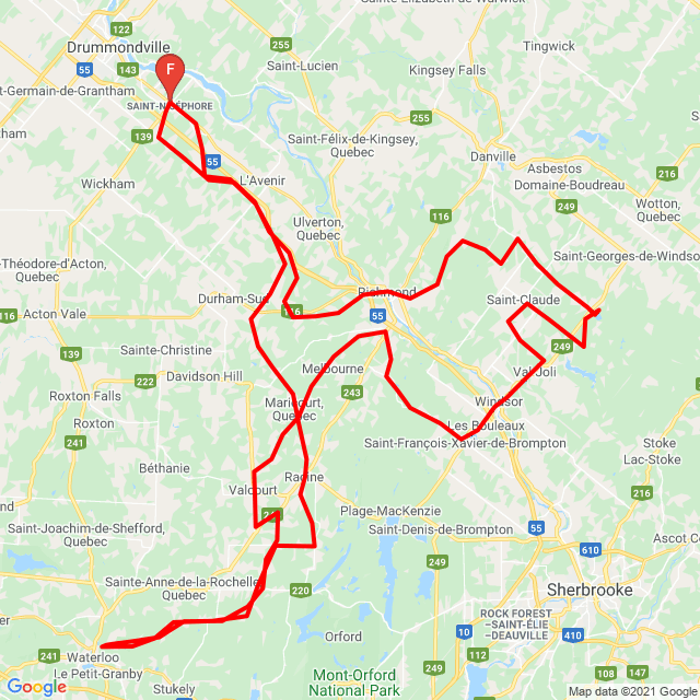 Name of route: Eastman <br>Biker's name: Eric<br>Start: 2020.05.23.<br>Distance: 287.257 km<br>Average speed: 69 km/h<br> Eastman