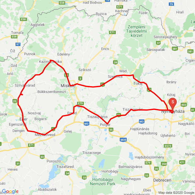 Nome della gita: Ciszterci Apátság - Bélapátfalva<br>Motorista: Attila Ésik<br>Partenza: 2020.05.27.<br>Distanza: 317.78 km<br>Velocità media: 59 km/h<br> Ciszterci Apátság - Bélapátfalva