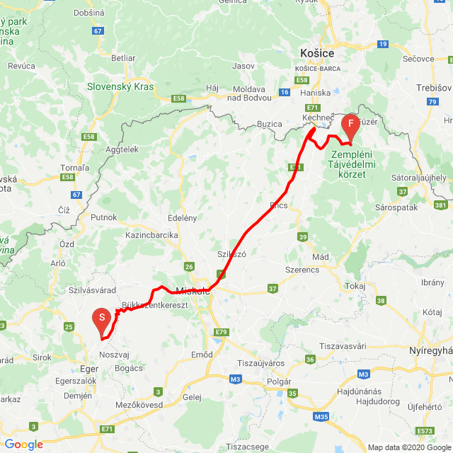 Nom du voyage: Zemplén oda<br>Motard: Hegyi Péter<br>Départ: 2020.06.06.<br>Distance: 131.203 km<br>Vitesse moyenne: 62 km/h<br> Zemplén oda