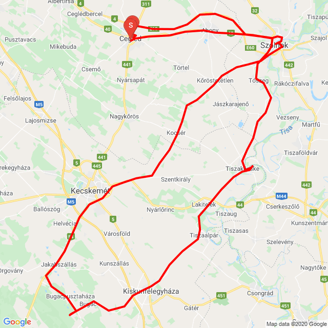 Name of route: 20200613- MZ Club, Alföld túra bejárás<br>Biker's name: Váczi Ferenc (Gexxx)<br>Start: 2020.06.13.<br>Distance: 255.553 km<br>Average speed: 64 km/h<br> 20200613- MZ Club, Alföld túra bejárás