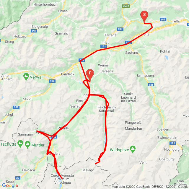 Útvonal neve: 20200618 Tirol harmadik nap/1<br>Motoros: Misi<br>Indulás: 2020.06.18.<br>Távolság: 244.372 km<br>Átlagsebesség: 62 km/h<br> 20200618 Tirol harmadik nap/1
