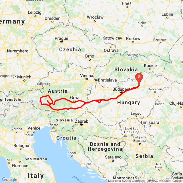 Útvonal neve: 2020.06.18. Glockner.<br>Motoros: Lovas Búvár<br>Indulás: 2020.06.18.<br>Távolság: 1735.97 km<br>Átlagsebesség: 68 km/h<br> 2020.06.18. Glockner.