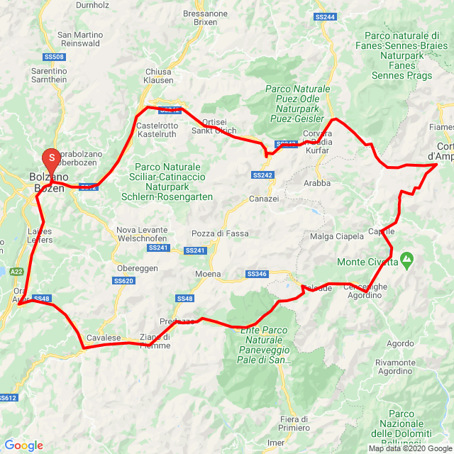 Passo Gardena - Passo Valparola - Passo Falzarego -Passo Giau - Passo Valles - Passo San Lugano