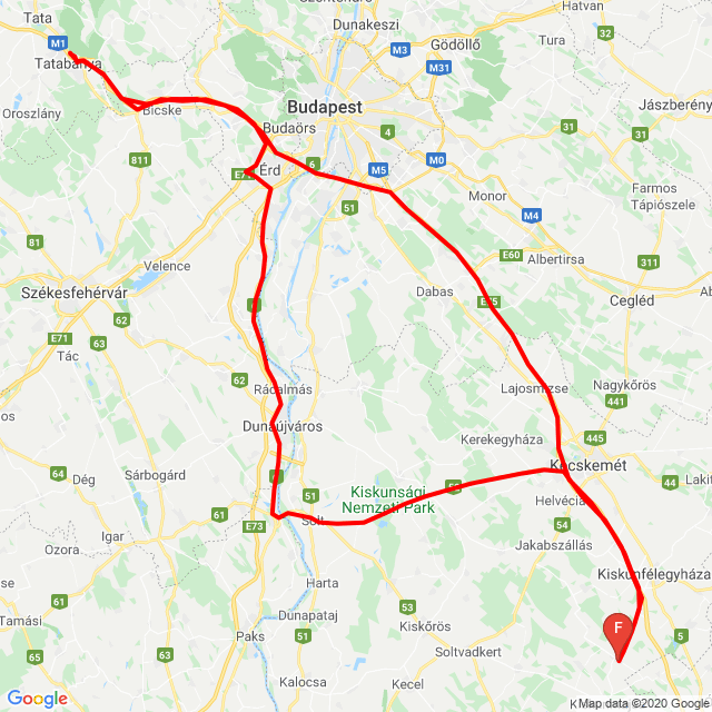 Name of route: 20200912_Tatabánya<br>Biker's name: Kovács Ferenc<br>Start: 2020.09.12.<br>Distance: 405.525 km<br>Average speed: 81 km/h<br> 20200912_Tatabánya