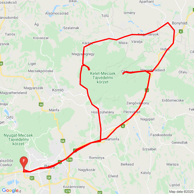 Name of route: Baranyai körút<br>Biker's name: Robert Septe<br>Start: 2020.09.20.<br>Distance: 108.23 km<br>Average speed: 59 km/h<br> Baranyai körút