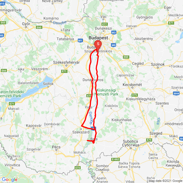 Name of route: 20210425_Baja<br>Biker's name: Gáspár Zoltán<br>Start: 2021.04.25.<br>Distance: 347.305 km<br>Average speed: 70 km/h<br> 20210425_Baja