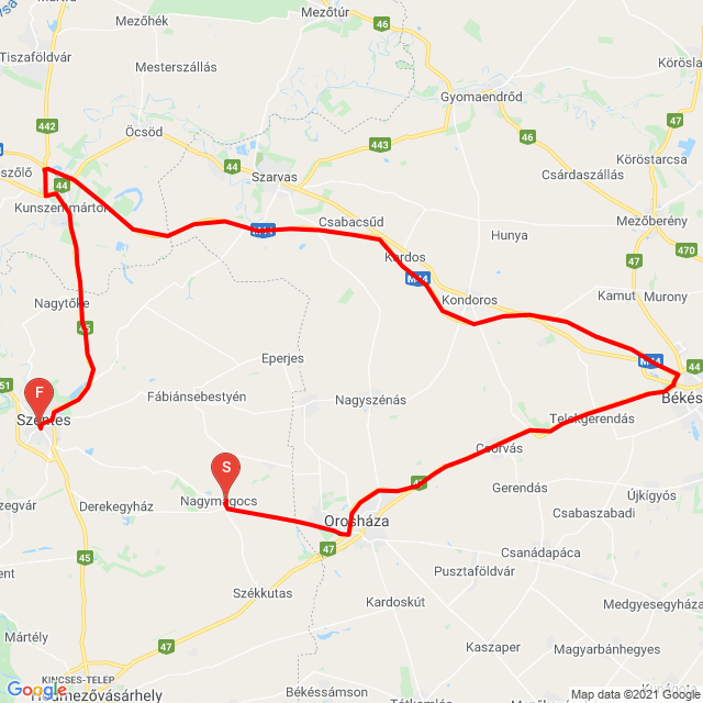 Name of route: 20210224_113922<br>Biker's name: Fityisz<br>Start: 2021.02.24.<br>Distance: 148.874 km<br>Average speed: 107 km/h<br> 20210224_113922