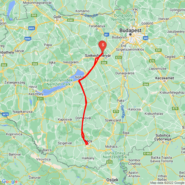 Name of route: Pécsi kör<br>Biker's name: Marcsi Kállai<br>Start: 2021.05.01.<br>Distance: 364.47 km<br>Average speed: 75 km/h<br> Pécsi kör