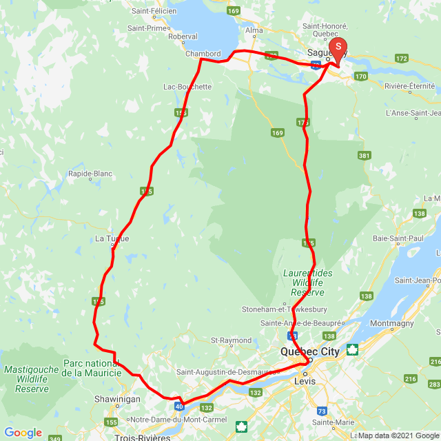 Nom du voyage: 20210612_solo La Tuque/Quebec/Saguenay <br>Motard: Sylvain Boivin<br>Départ: 2021.06.12.<br>Distance: 688.889 km<br>Vitesse moyenne: 97 km/h<br> 20210612_solo La Tuque/Quebec/Saguenay