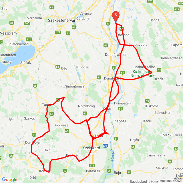 Name der Route: 20210716_Tolna-Baranya MZ Club Hungary<br>Motorfahrer: Lajos Végh<br>Abfahrt: 2021.07.16.<br>Distanz: 509.933 km<br>Durchschnittsgeschwindigkeit: 56 km/h<br> 20210716_Tolna-Baranya MZ Club Hungary