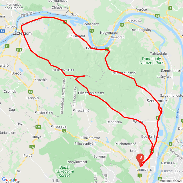 Nom du voyage: Dobogókő Szentendre<br>Motard: Kósa Endre<br>Départ: 2021.07.23.<br>Distance: 100.442 km<br>Vitesse moyenne: 71 km/h<br> Dobogókő Szentendre