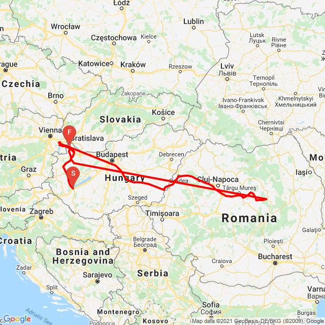 Nom du voyage: 20210613_143340<br>Motard: Herédi Tibor<br>Départ: 2021.06.13.<br>Distance: 2129.54 km<br>Vitesse moyenne: -4 km/h<br> 20210613_143340