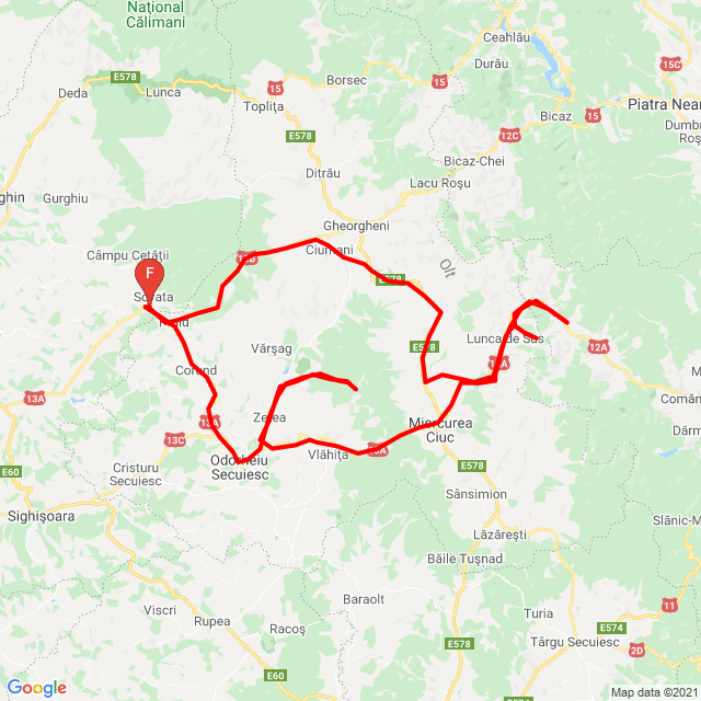 Nome della gita: RO 3 nap<br>Motorista: Attila Ésik<br>Partenza: 2021.08.04.<br>Distanza: 367.102 km<br>Velocità media: 51 km/h<br> RO 3 nap