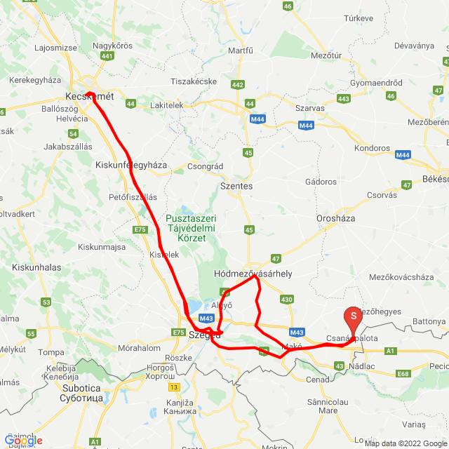 Nome della gita: 20220205_125626<br>Motorista: Tamás Mezőfi<br>Partenza: 2022.02.05.<br>Distanza: 310.563 km<br>Velocità media: 65 km/h<br> 20220205_125626