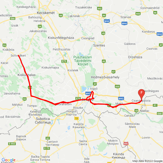 Nome della gita: 20220206_112218<br>Motorista: Tamás Mezőfi<br>Partenza: 2022.02.06.<br>Distanza: 297.036 km<br>Velocità media: 66 km/h<br> 20220206_112218