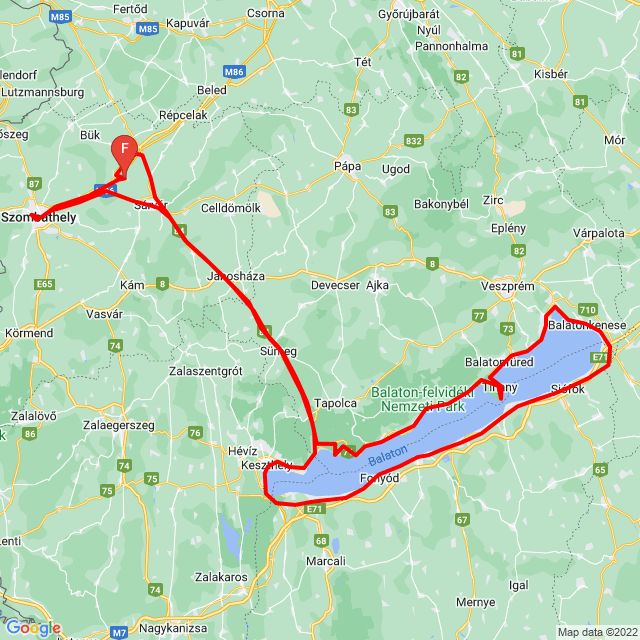 Nome della gita: 20210904 Balaton kör <br>Motorista: D. Péter<br>Partenza: 2021.09.04.<br>Distanza: 418.81 km<br>Velocità media: 78 km/h<br> 20210904 Balaton kör