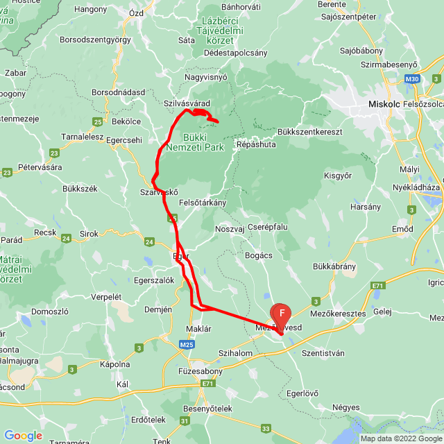 Nom du voyage: 20220618_Szilvásvárad a Olasz kapu<br>Motard: Pé Nor (Petrusz)<br>Départ: 2022.06.18.<br>Distance: 125.133 km<br>Vitesse moyenne: 51 km/h<br> 20220618_Szilvásvárad a Olasz kapu