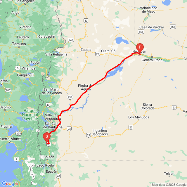 Nome della gita: lago steffen, motocamping y regreso<br>Motorista: pablo eiriz<br>Partenza: 2023.02.27.<br>Distanza: 499.278 km<br>Velocità media: 68 km/h<br> lago steffen, motocamping y regreso