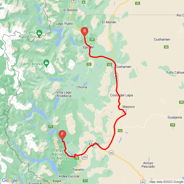 Nome della gita: camping los maitenes: motocamping de vacaciones <br>Motorista: pablo eiriz<br>Partenza: 2023.02.17.<br>Distanza: 178.128 km<br>Velocità media: 71 km/h<br> camping los maitenes: motocamping de vacaciones