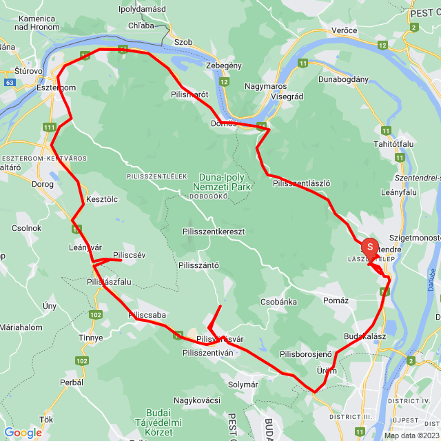 Nome della gita: 20230218_110753<br>Motorista: Papp András<br>Partenza: 2023.02.18.<br>Distanza: 105.854 km<br>Velocità media: 51 km/h<br> 20230218_110753