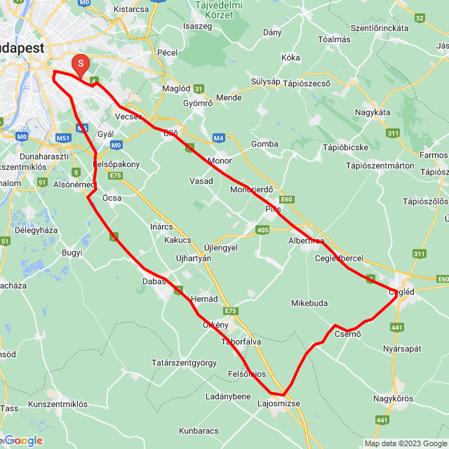 Name of route: 20230430_132555<br>Biker's name: Horváth Gábor<br>Start: 2023.04.30.<br>Distance: 156.682 km<br>Average speed: 67 km/h<br> 20230430_132555