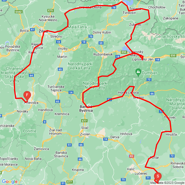 Nom du voyage: Slovakia Trip<br>Motard: Zsolt Szabo<br>Départ: 2023.07.05.<br>Distance: 528.511 km<br>Vitesse moyenne: 60 km/h<br> Slovakia Trip