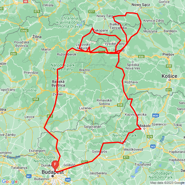 Nome della gita: 20230715-18 Tátra túra<br>Motorista: cs.j<br>Partenza: 2023.07.15.<br>Distanza: 1193.37 km<br>Velocità media: 62 km/h<br> 20230715-18 Tátra túra