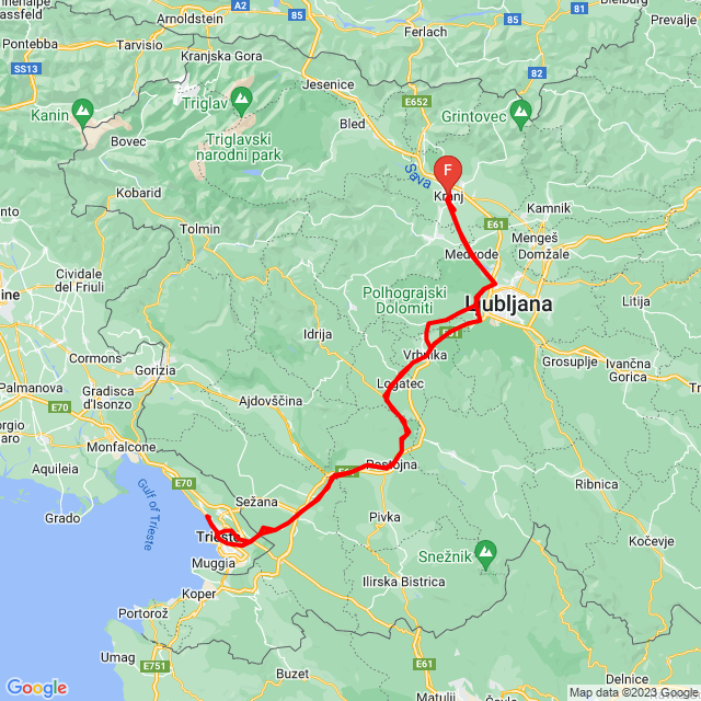 Útvonal neve: kranj->trieszt->kranj / egész napos<br>Motoros: Alex Horváth<br>Indulás: 2023.09.06.<br>Távolság: 280.912 km<br>Átlagsebesség: 50 km/h<br> kranj->trieszt->kranj / egész napos