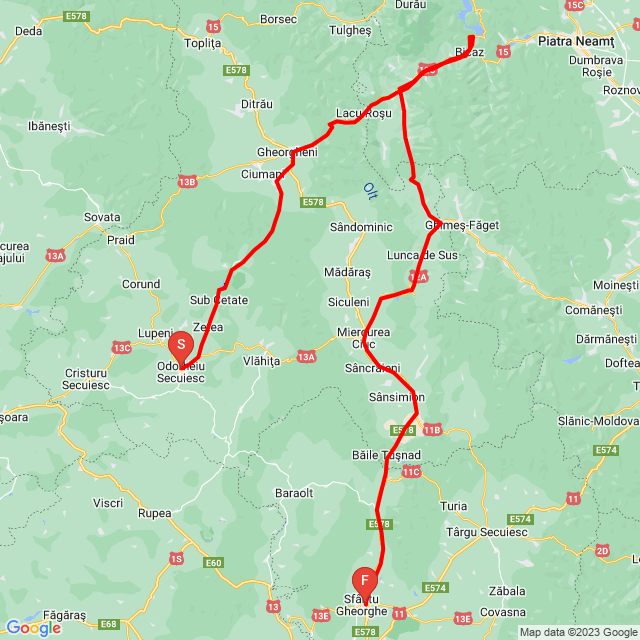 Nom du voyage: Székelyudvarhely - Sepsiszentgyörgy 3 nap<br>Motard: Farkas Norbert<br>Départ: 2023.09.11.<br>Distance: 284.355 km<br>Vitesse moyenne: 50 km/h<br> Székelyudvarhely - Sepsiszentgyörgy 3 nap