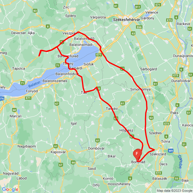 Name of route: 20231007Pepe megemlékezős <br>Biker's name: Tamás Róbert<br>Start: 2023.10.07.<br>Distance: 303.693 km<br>Average speed: 73 km/h<br> 20231007Pepe megemlékezős