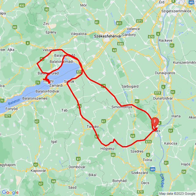 Name of route: egy kis Balaton<br>Biker's name: Magyarfalvi László<br>Start: 2023.10.07.<br>Distance: 330.565 km<br>Average speed: 68 km/h<br> egy kis Balaton