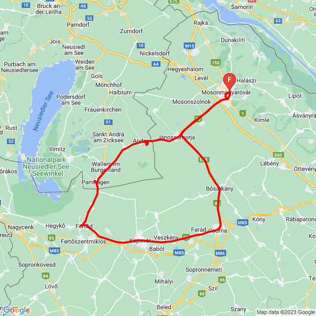 Nom du voyage: MEGINT HÁRMAN!<br>Motard: Masitz Károly<br>Départ: 2023.10.07.<br>Distance: 119.202 km<br>Vitesse moyenne: 50 km/h<br> MEGINT HÁRMAN!