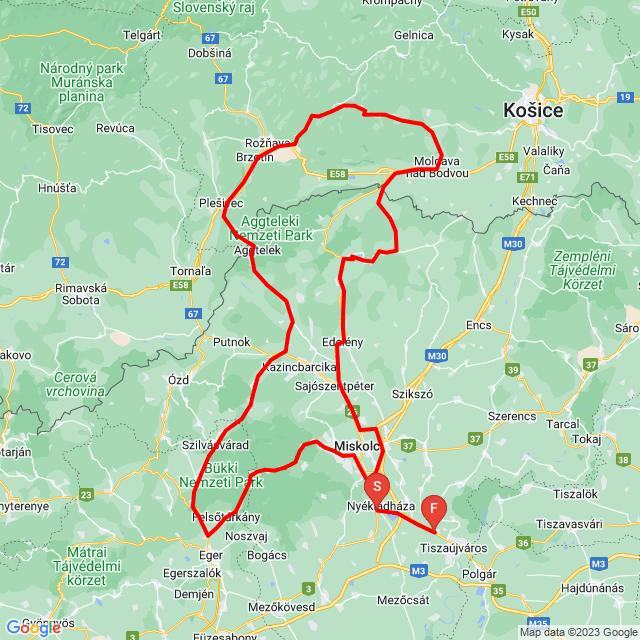 Nom du voyage: 20231007_Egy jó nap Krasznahorka felé<br>Motard: Pulai Sándor<br>Départ: 2023.10.07.<br>Distance: 374.971 km<br>Vitesse moyenne: 66 km/h<br> 20231007_Egy jó nap Krasznahorka felé
