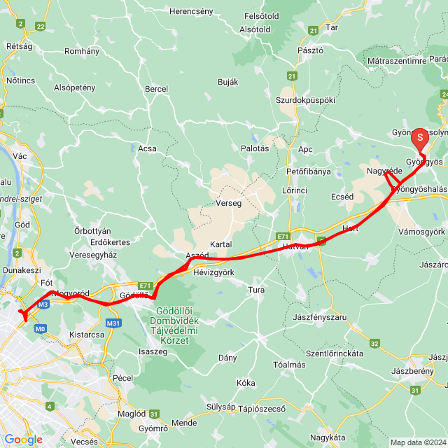Name of route: 20240407_083124<br>Biker's name: Tamás Kis<br>Start: 2024.04.07.<br>Distance: 158.221 km<br>Average speed: 69 km/h<br> 20240407_083124