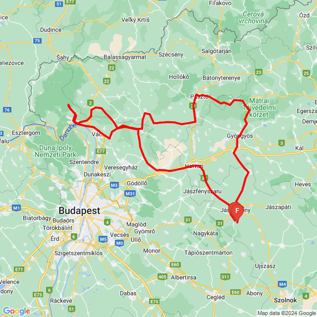 Nom du voyage: 20240413_092356<br>Motard: Hábenczius Tamás<br>Départ: 2024.04.13.<br>Distance: 312.245 km<br>Vitesse moyenne: 65 km/h<br> 20240413_092356