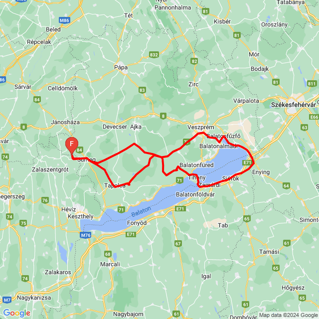 Name of route: Május 1 Egyedül<br>Biker's name: Sándor Butor<br>Start: 2024.05.01.<br>Distance: 222.739 km<br>Average speed: 69 km/h<br> Május 1 Egyedül