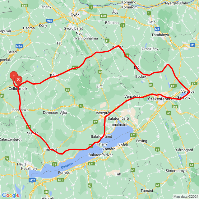 Name of route: 20240511_Velence Korzó<br>Biker's name: Gabesz<br>Start: 2024.05.11.<br>Distance: 341.117 km<br>Average speed: 65 km/h<br> 20240511_Velence Korzó