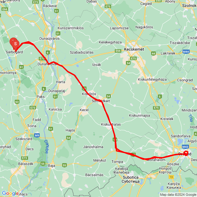 Name of route: 20240511_Szeged<br>Biker's name: Nagy Ferenc<br>Start: 2024.05.11.<br>Distance: 355.461 km<br>Average speed: 59 km/h<br> 20240511_Szeged