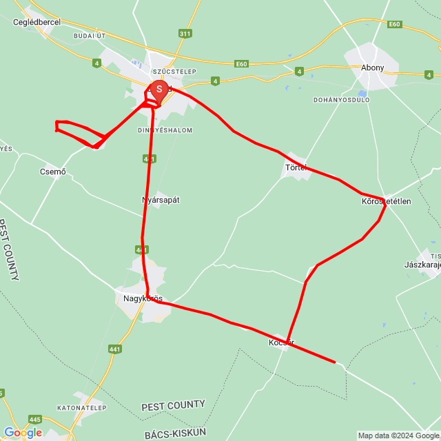 Name of route: 20240519_093054<br>Biker's name: Polyák Zoltán<br>Start: 2024.05.19.<br>Distance: 106.876 km<br>Average speed: 60 km/h<br> 20240519_093054